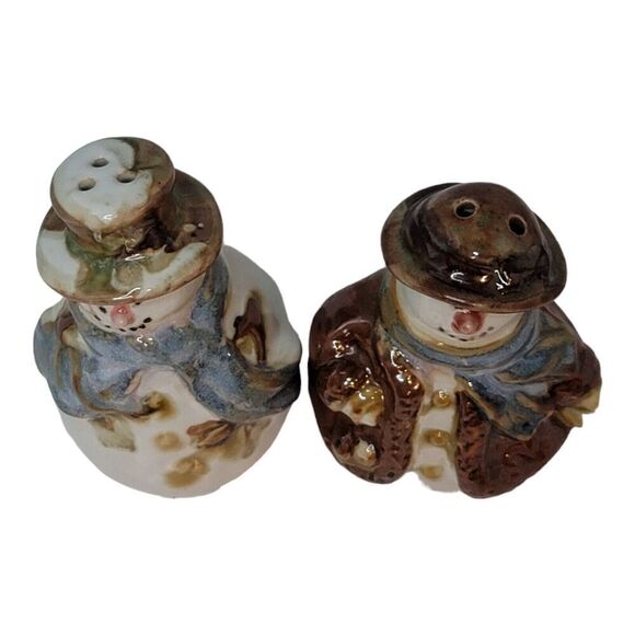 Vintage Nicholas Square Snowman Salt & Pepper Shakers Forest Friends - Picture 6 of 8